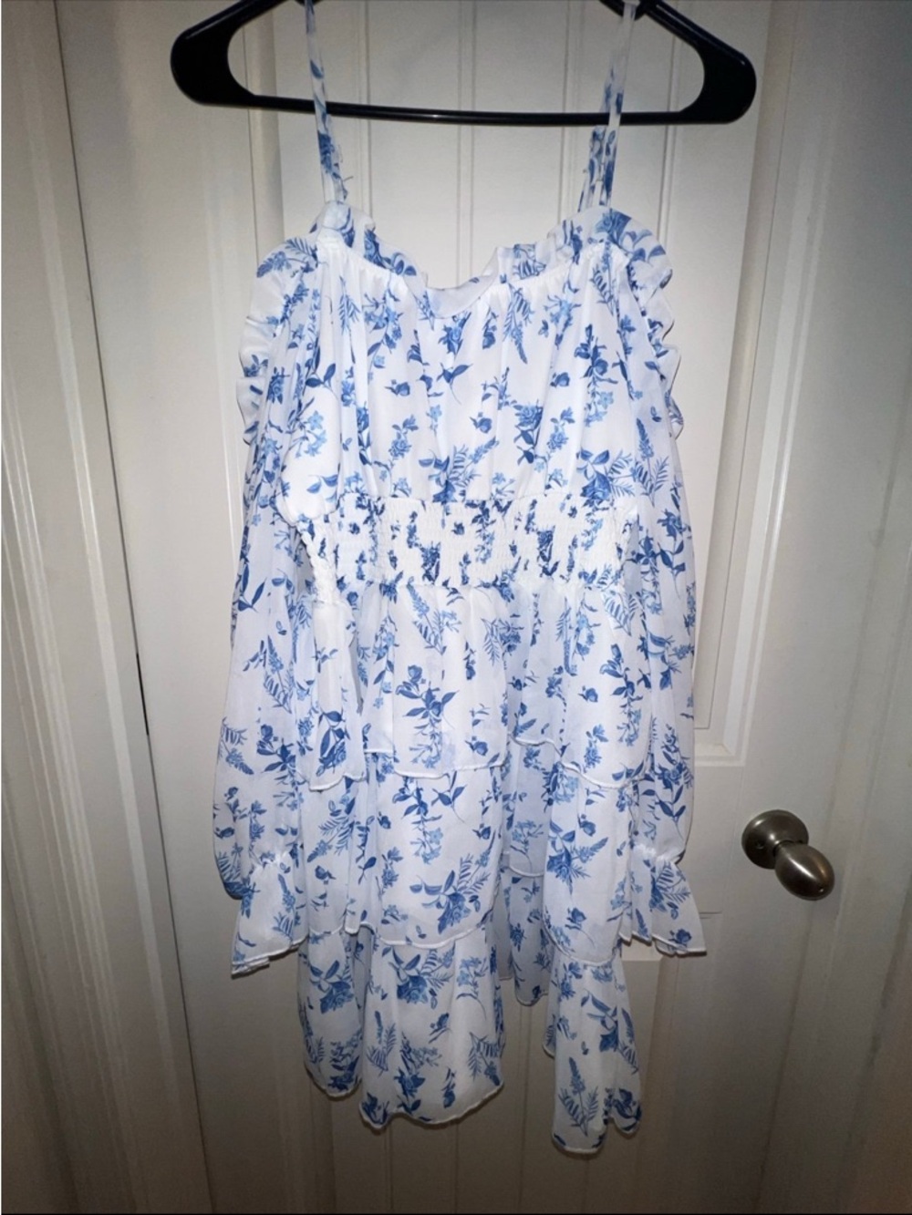 Charlotte Russe White Mini Dress with Blue Floral Print